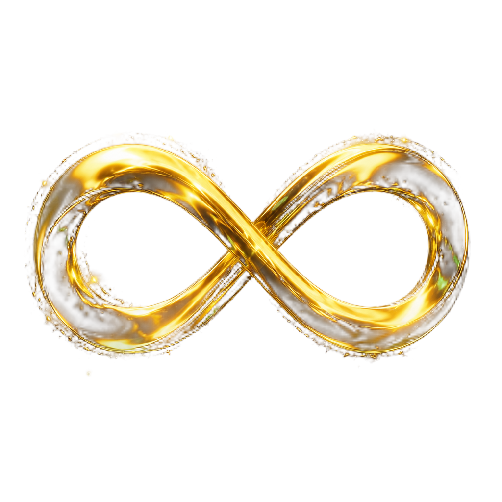 Símbolo do infinito dourado, representando o Portal 8 de Agosto